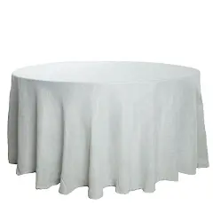 120" Round Faux Burlap Tablecloth Silver