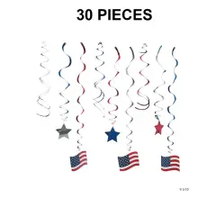 32" Patriotic Hanging Swirl Decorations - 30 Pc.