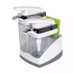Casabella Sink Sider Duo With Sponge Storage for Dish & Hand Soap - White Chrome