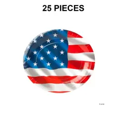 Flag Patriotic Party Paper Banquet Plates 25 Count
