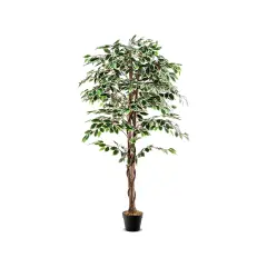 Artificial Ficus Tree Tall Faux Indoor Plant With 1008 Leaves Nursery Pot And Dried Moss