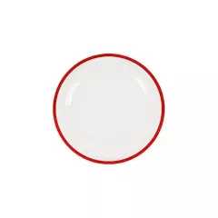 CLEAR 10 Round 7" Plastic SALAD PLATES Red Rim