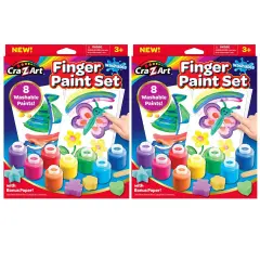 Washable Finger Paints Set, 8 Colors Per Set, 2 Sets