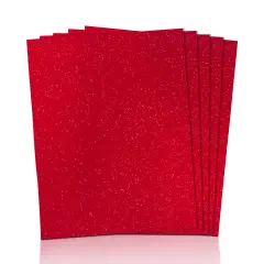 FabricLA | 9x12 inches Glitter Acrylic Felt Fabric Sheets | 1.6mm Thick 5 pieces red