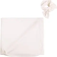 FabricLA Baby's Coming Home Swaddle Wrap | Blanket and Headband - 2 Pieces Set Ivory