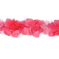 10 yards of Macey Stretch Flower Trim | 10 yard cut Bright Fuchsia