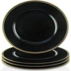 Elle Decor Beaded Charger Plate 13" Decorative Melamine Dinner Plate, Set of 4