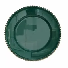 6 Hunter Green 12" Round Beaded Rim Charger Plates