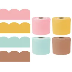 Carson Dellosa 260Ft Rolled Boho Sunset Bulletin Board Borders, 4 Pk of Scalloped Border Trim, Brown, Green, Yellow and Pink for Classroom D&eacute;cor