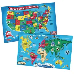 Melissa & Doug&reg; Floor Puzzle USA & World Map Set