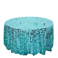 120" Large Payette Sequin Round Tablecloth Turquoise