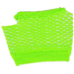 AdultsNeon Green Fishnet Fingerless 80s Rock Costume Half Gloves
