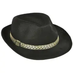 Childs Modern Black Mesh Fashion Fedora With Contrasting Hat Band