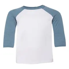 BELLA + CANVAS&reg; Youth Three-Quarter Sleeve Baseball Tee - 3200Y White/ denim