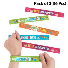 Birthday Slap Bracelets - 9 inches long by 1 inch wide | Perfect for any party | Raheev&reg;