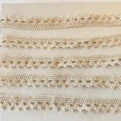 Kitcheniva 1/2" Wide 3 Yards Beige Cotton Crochet Trim