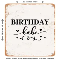 DECORATIVE METAL SIGN - Birthday Babe - 2- Vintage Rusty Look