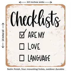 DECORATIVE METAL SIGN - Checklists- Vintage Rusty Look