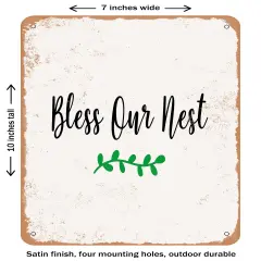 DECORATIVE METAL SIGN - Bless Our Nest - 6- Vintage Rusty Look