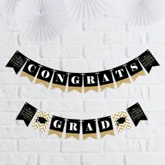 Big Dot of Happiness Tassel Worth The Hassle - Gold - Graduation Party Mini Pennant Banner - Congrats Grad