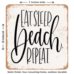 DECORATIVE METAL SIGN - Beach Repeat- Vintage Rusty Look