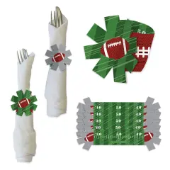 Big Dot of Happiness End Zone - Football - Baby Shower or Birthday Party Paper Napkin Holder - Napkin Rings - Set of 24