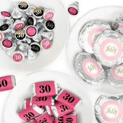 Big Dot of Happiness Chic 30th Birthday - Pink, Black and Gold - Birthday Party Candy Favor Sticker Kit - 304 Pieces