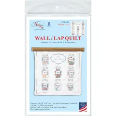 Jack Dempsey Stamped White Wall Or Lap Quilt 36"X36"-Mason Jars