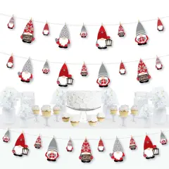 Big Dot of Happiness Christmas Gnomes - Holiday Party Decorations - Clothespin Garland Banner - 44 Pc