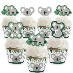 Big Dot of Happiness Koala Cutie - Cupcake Decoration - Bear Birthday Party and Baby Shower Cupcake Wrappers and Treat Picks Kit - Set of 24