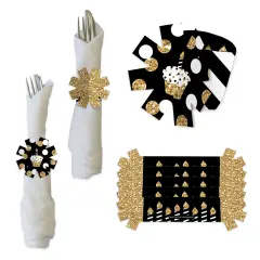 Big Dot of Happiness Adult Happy Birthday - Gold - Birthday Party Paper Napkin Holder - Napkin Rings - Set of 24