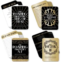 Big Dot of Happiness Roaring 20&rsquo;s - 4 1920s Art Deco Jazz Party Games - 10 Cards Each - Gamerific Bundle