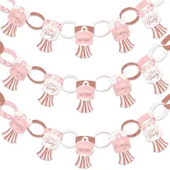Big Dot of Happiness Pink Rose Gold Birthday - 90 Chain Links and 30 Paper Tassels Decoration Kit - Happy Birthday Party Paper Chains Garland - 21'