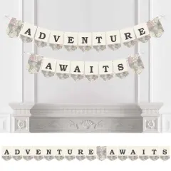 Big Dot of Happiness World Awaits - Travel Themed Party Bunting Banner - Map Party Decorations - Adventure Awaits