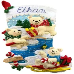 Bucilla Felt Stocking Applique Kit 18" Long-Polar Bear Buddies