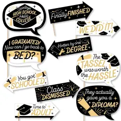 Big Dot of Happiness Funny Hello College Graduation Party Photo Booth Props Kit - 10 Piece