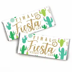 Big Dot of Happiness Final Fiesta - Candy Bar Wrapper Last Fiesta Bachelorette Party Favors - Set of 24