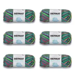 Bernat Handicrafter Cotton Psychedelic Yarn - 6 Pack of 42.5g/1.5oz - Cotton - 4 Medium (Worsted) - 80 Yards - Knitting/Crochet
