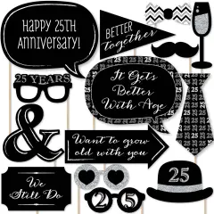 Big Dot of Happiness We Still Do - 25th Wedding Anniversary - Anniversary Party Photo Booth Props Kit - 20 Count