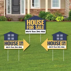 Big Dot of Happiness House for Sale Sign - Yard Sign with Stakes - Double Sided Outdoor Lawn Sign - Set of 3