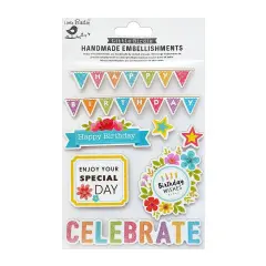 Little Birdie Birthday Embellishment 8/Pkg-Celebrate