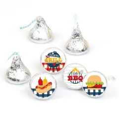 Big Dot of Happiness Fire Up the Grill - Summer BBQ Picnic Party Round Candy Sticker Favors - Labels Fits Chocolate Candy (1 sheet of 108)
