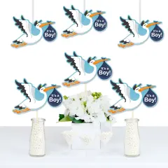 Big Dot of Happiness Boy Special Delivery - Decorations DIY Blue It's a Boy Stork Baby Shower Party Essentials - Set of 20