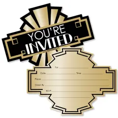 Big Dot of Happiness Roaring 20's - Shaped Fill-in Invitations - 1920s Art Deco Jazz Party Invitation Cards with Envelopes - Set of 12