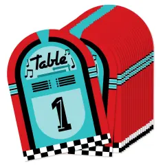 Big Dot of Happiness 50&rsquo;s Sock Hop - 1950s Rock N Roll Party Double-Sided 5 x 7 inches Cards - Table Numbers - 1-20