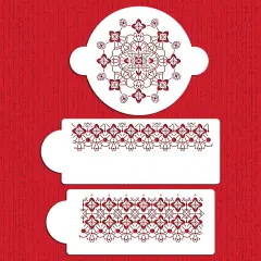 Victorian Crochet Cake Stencil Set | C446 by Designer Stencils | Cake Decorating Tools | Baking Stencils for Royal Icing, Airbrush, Dusting Powder | Reusable Plastic Food Grade Stencil for Cakes | Easy to Use & Clean Cake Stencil