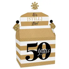 Big Dot of Happiness We Still Do - 50th Wedding Anniversary - Treat Box Party Favors - Anniversary Party Goodie Gable Boxes - Set of 12