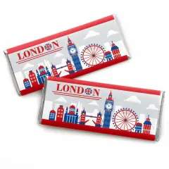 Big Dot of Happiness Cheerio, London - Candy Bar Wrapper British UK Party Favors - Set of 24
