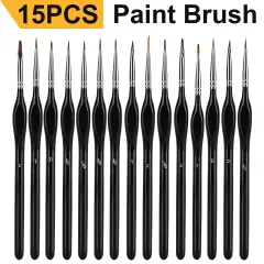 15PCS Miniature Paint Brushes Fine Tip .
