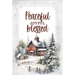 Peaceful Joyful Blessed Christmas Wood Plaque with Easel and Hook Wall Tabletop Art - 4 inches x 6 inches